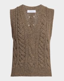 Gabriela Hearst Selsey Cashmere Cable Knit Sweater Vest at Neiman Marcus