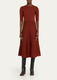 Gabriela Hearst Seymore Wool-Cashmere Short-Sleeve Midi Dress - at Bergdorf Goodman