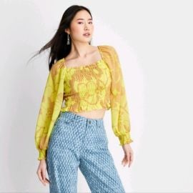 Gabriella Karefa-Johnson Tops Future Collective Womens Foral Print Long Sleeve Smocked Bodice Top Poshmark at Poshmark