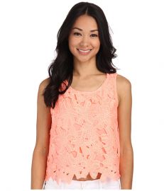 Gabriella Rocha Floral Embroidered Laser Cut Crop Top Grapefruit at Zappos