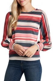 Gala Stripe Button Shoulder Blouse at Nordstrom