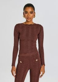 Galina Metallic Rib Knit Top at Retrofete