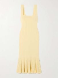 Galvan Atalanta Pleated Stretch knit Midi Dress at Net a Porter