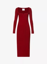 Galvan London Freya square neck stretch woven midi dress at Selfridges