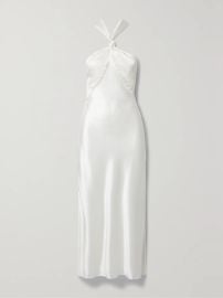 Galvan Santorini draped satin halterneck gown at Net a Porter