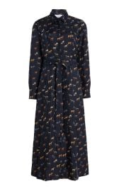 Galway Maxi Shirtdress in Dark Navy Multi Printed Silk Twill at Gabriela Hearst