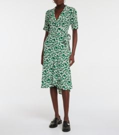 Ganni - Floral crpe wrap dress at Mytheresa