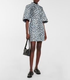 Ganni - Leopard-print jacquard minidress at Mytheresa