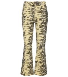 Ganni - Tiger-print stretch-cotton flared jeans at Mytheresa