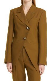 Ganni Asymmetric Summer Weight Blazer in Butternut  at Nordstrom