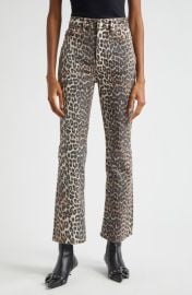 Ganni Betzy Leopard Stretch Organic Cotton Crop Jeans at Nordstrom