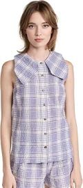 Ganni Blusa de cuadros Seersucker para mujer at Amazon