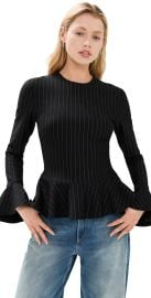 Ganni Compact Stripe Jersey Peplum Blouse at Shopbop