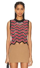 Ganni Crochet Vest In Racing Red at Revolve