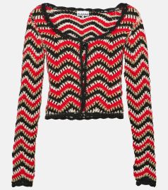 Ganni Crochet cropped cotton cardigan at Mytheresa