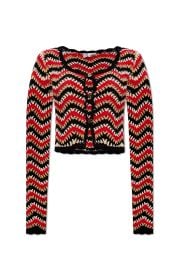 Ganni Crochet cropped cotton cardigan at Cettire