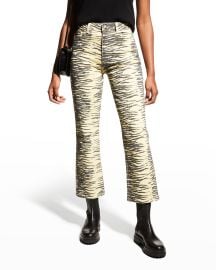 Ganni Cropped Printed Denim Jeans at Neiman Marcus