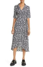 Ganni Floral Crepe Wrap Midi Dress at Nordstrom