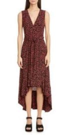 Ganni Floral Logo Print High Low Wrap Dress at Nordstrom