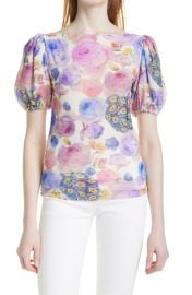 Ganni Floral Print Puff Sleeve Top at Nordstrom