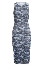 Ganni Floral Ruched Mesh Midi Dress at Nordstrom