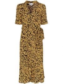 Ganni Goldstone Floral Print Crepe Wrap Dress - Farfetch at Farfetch