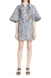 Ganni Leopard Jacquard Collar Dress at Nordstrom