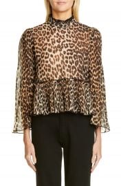 Ganni Leopard Print Sheer Georgette Top   Nordstrom at Nordstrom