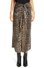 Ganni Leopard Print Silk Satin Midi Skirt   Nordstrom at Nordstrom