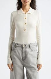 Ganni Long sleeve wool polo sweater at Nordstrom