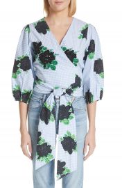 Ganni Pine Floral Wrap Top   Nordstrom at Nordstrom