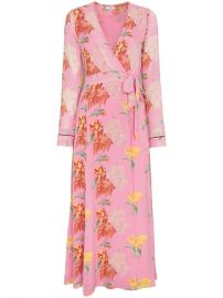 Ganni Pink Floral Marceau Georgette Midi Dress at Farfetch