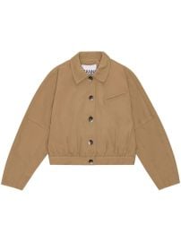 Ganni Pleated cropped jacket at Farfetch