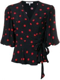 Ganni Polka Dot Wrap Blouse - Farfetch at Farfetch