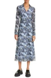 Ganni Print Mesh Long Sleeve Faux Wrap Maxi Dress at Nordstrom