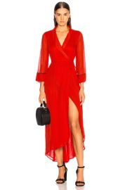 Ganni Printed Georgette Dress in Fiery Red FWRD at FWRD
