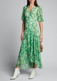 Ganni Printed Mesh Wrap Dress at Bergdorf Goodman