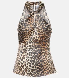 Ganni Printed Satin Top at Mytheresa