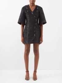 Ganni Recycled blend lurex mini wrap dress at Matches