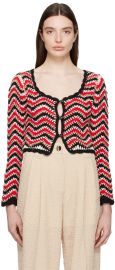 Ganni Red Chevron Cardigan at ssense