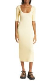 Ganni Rib Knit Midi Dress in Flan Size X-Small at Nordstrom