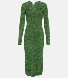 Ganni Ribbed Knit Midi Dress at Mytheresa