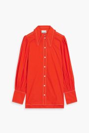 Ganni Ruffle trimmed cotton poplin shirt at The Outnet