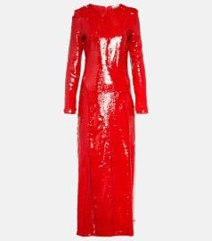 Ganni Sequined recycled mesh maxi dress at Mytheresa