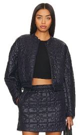Ganni Shiny Quilt Jacket In Sky Captain at Revolve