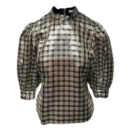 Ganni Silk Plaid Blouse at Vestiaire Collective