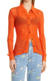 Ganni Stretch Lace Jersey Shirt in Orangedotcom  at Nordstrom