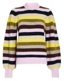 Ganni Striped Balloon Sleeve Sweater at Intermix