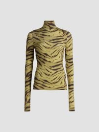 Ganni Tiger Stripe Jersey Turtleneck Top at Saks Fifth Avenue