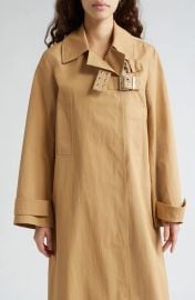 Ganni Twill Buckled Trench Coat at Nordstrom